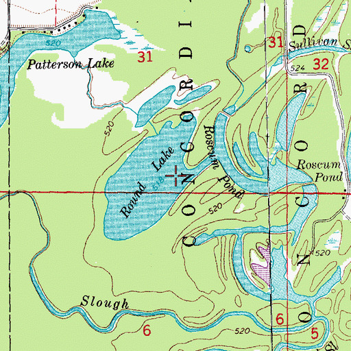 Topographic Map of Round Lake, IA