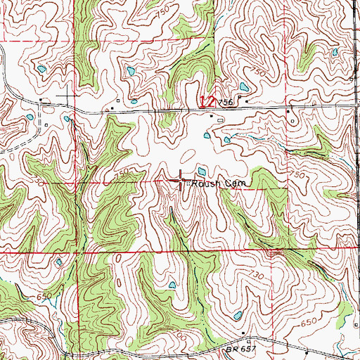 Topographic Map of Roush Cemetery, IA