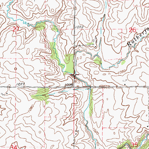 Topographic Map of Routherford Branch, IA