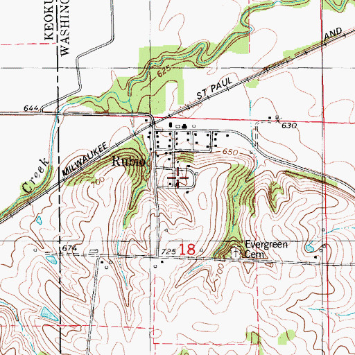Topographic Map of Rubio Friends Church, IA