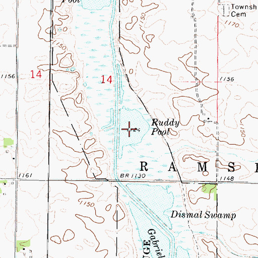 Topographic Map of Ruddy Pool, IA