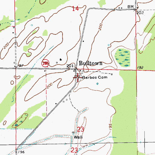 Topographic Map of Barbee Cemetery, AR
