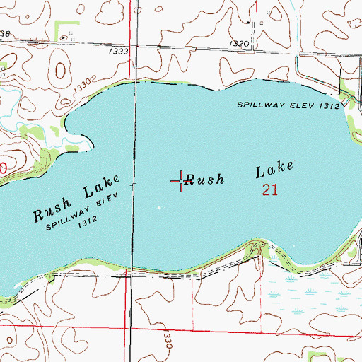 Topographic Map of Rush Lake, IA