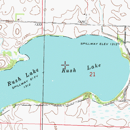 Topographic Map of Rush Lake State Wildlife Management Area, IA