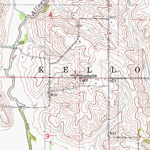 Topographic Map of Rushville Cemetery, IA