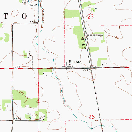 Topographic Map of Rustad Cemetery, IA