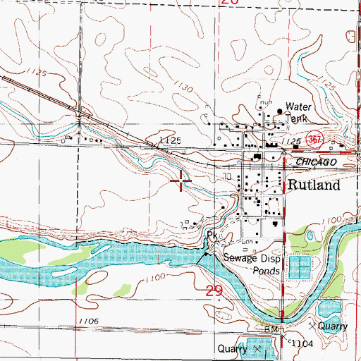 Topographic Map of Rutland, IA