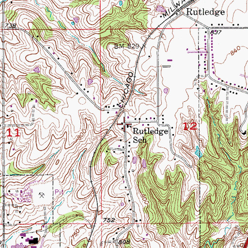 Topographic Map of Rutledge School, IA