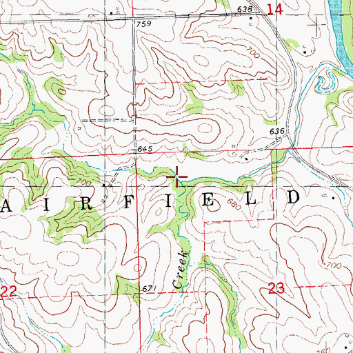 Topographic Map of Ryan Creek, IA