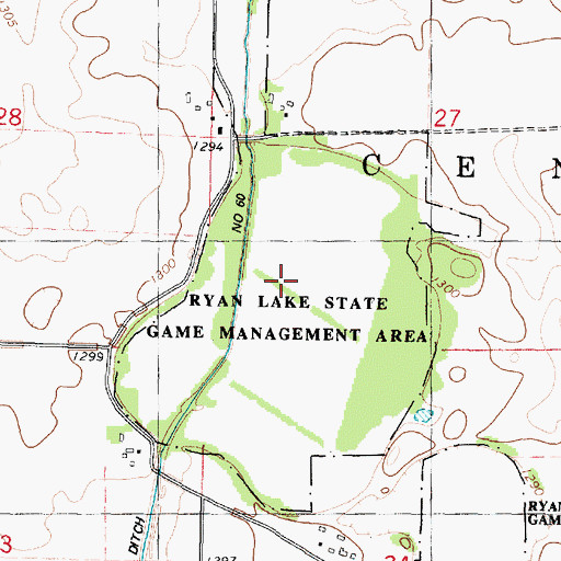 Topographic Map of Ryan Lake State Game Management Area, IA