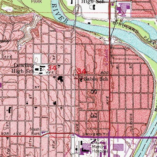 Topographic Map of Sabin School, IA