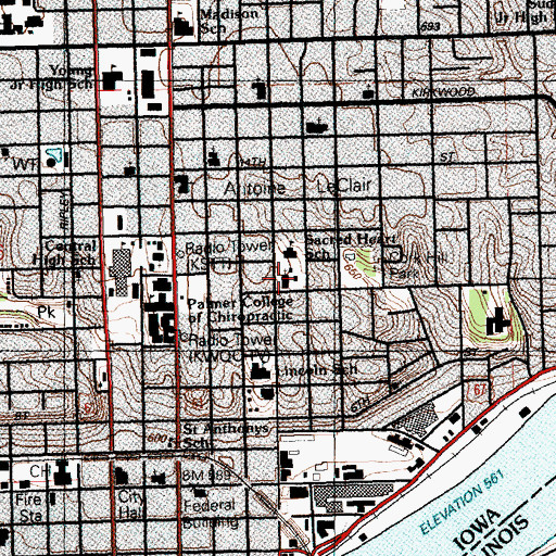 Topographic Map of Sacred Heart Cathedral, IA