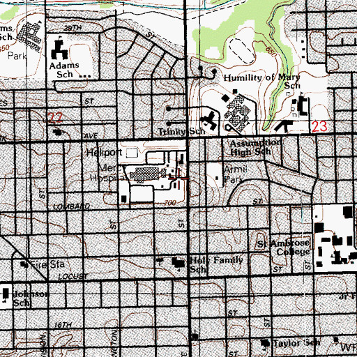 Topographic Map of Sacred Heart Cemetery, IA