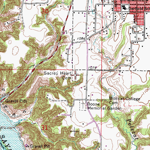Topographic Map of Sacred Heart Cemetery, IA