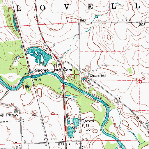 Topographic Map of Sacred Heart Cemetery, IA