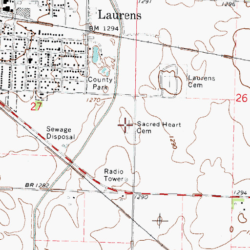 Topographic Map of Sacred Heart Cemetery, IA