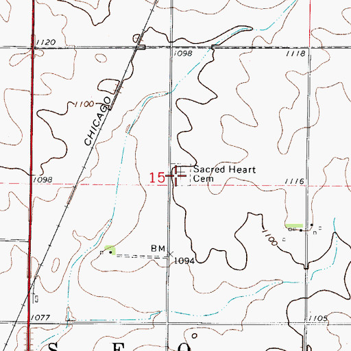 Topographic Map of Sacred Heart Cemetery, IA