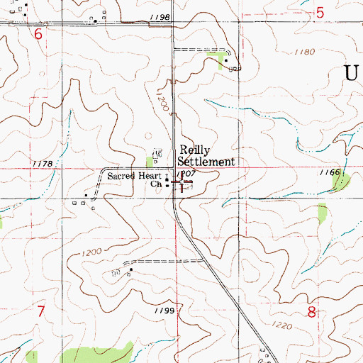 Topographic Map of Sacred Heart Cemetery, IA