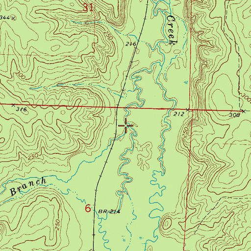Topographic Map of Barham Branch, AR