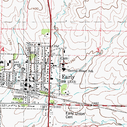 Topographic Map of Sacred Heart Church, IA