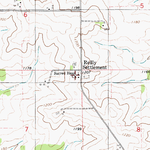 Topographic Map of Sacred Heart Church, IA