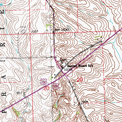 Topographic Map of Sacred Heart School, IA
