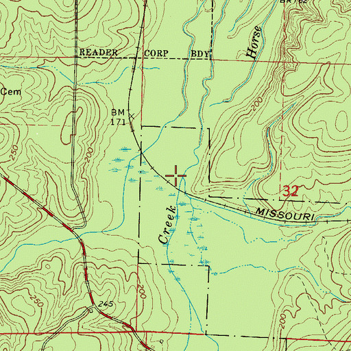 Topographic Map of Barham Branch, AR