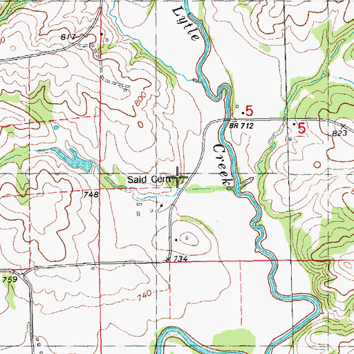 Topographic Map of Said Cemetery, IA