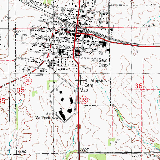 Topographic Map of Saint Aloysius Cemetery, IA