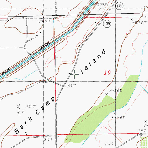 Topographic Map of Bark Camp Island, AR