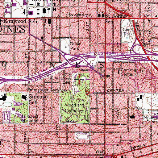 Topographic Map of Saint Ambrose Cemetery, IA