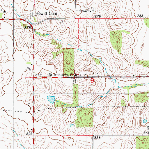 Topographic Map of Saint Andrews Church, IA