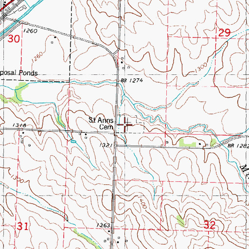 Topographic Map of Saint Anns Cemetery, IA