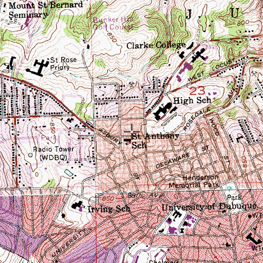 Topographic Map of Saint Anthony School, IA