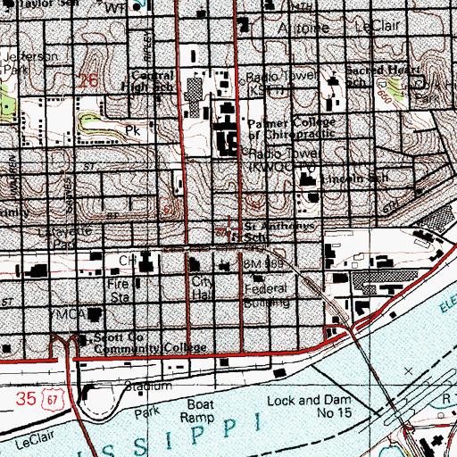 Topographic Map of Saint Anthonys School, IA