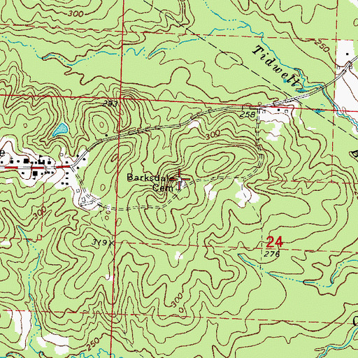 Topographic Map of Barksdale Cemetery, AR