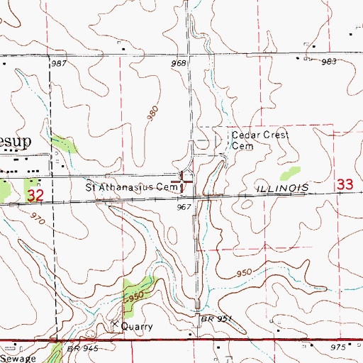 Topographic Map of Saint Athanasius Cemetery, IA