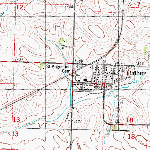 Topographic Map of Saint Augustine Cemetery, IA