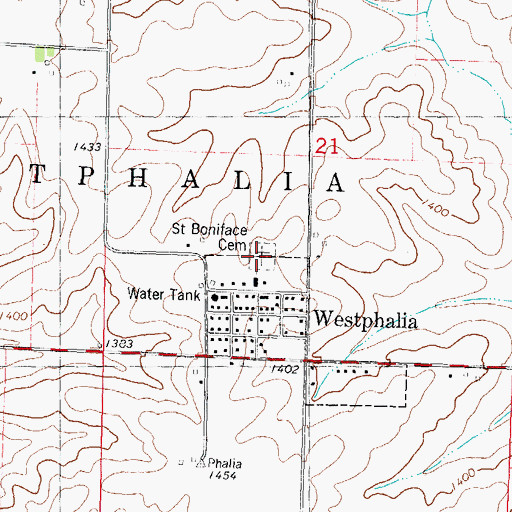 Topographic Map of Saint Boniface Cemetery, IA