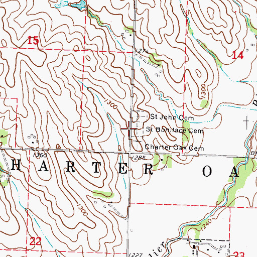 Topographic Map of Saint Boniface Cemetery, IA