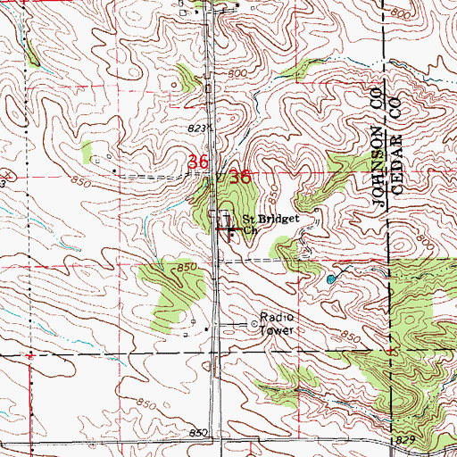 Topographic Map of Saint Bridget Church, IA