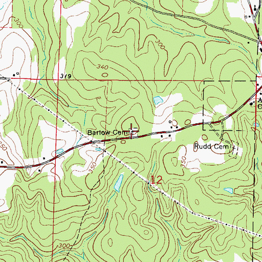 Topographic Map of Barlow Cemetery, AR