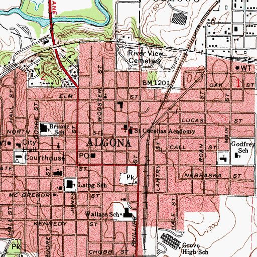 Topographic Map of Seton Grade School, IA