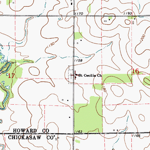 Topographic Map of Saint Cecilia Church, IA
