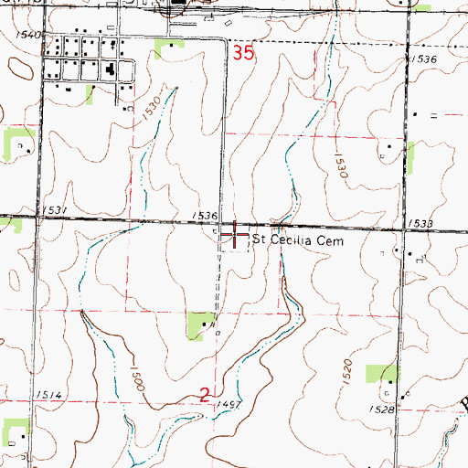 Topographic Map of Saint Cecilla Cemetery, IA