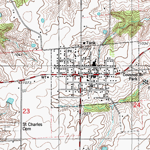 Topographic Map of Saint Charles, IA