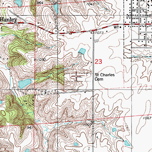 Topographic Map of Saint Charles Cemetery, IA