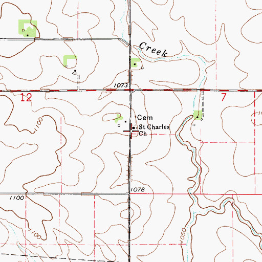 Topographic Map of Saint Charles Church, IA