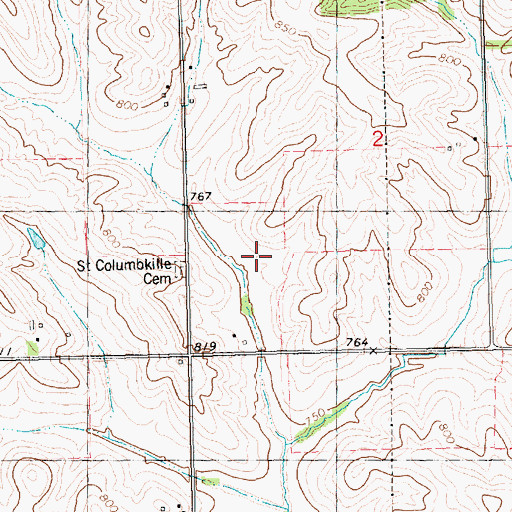 Topographic Map of Saint Columbkille Cemetery, IA
