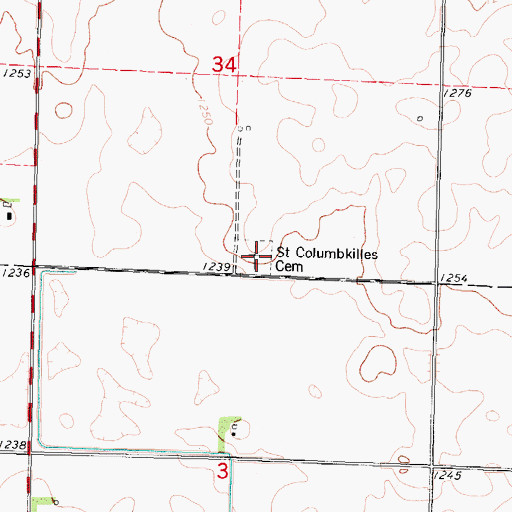 Topographic Map of Saint Columbkille's Cemetery, IA
